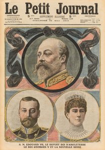 Morte do Rei Eduardo VII, Rei Jorge V e Rainha Maria, ilustração do &39;Le Petit Journal&39;, suplemento ilustrado, 22 de maio de 1910